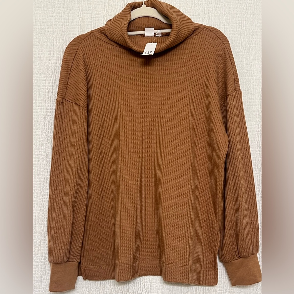 GAP Women's Tan Cowl Neck Top
